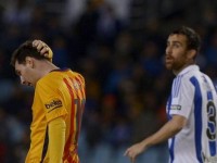 Messi deluso in Real Sociedad-Barcellona Liga