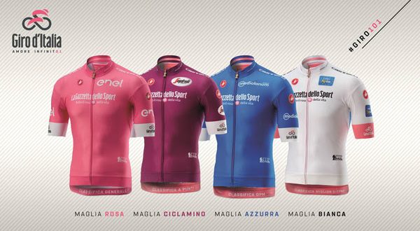 Giro d’Italia 2018, presentate le maglie dell’edizione numero 101