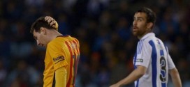 Messi deluso in Real Sociedad-Barcellona Liga