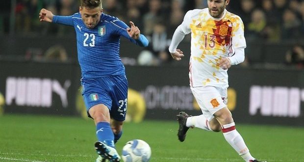 Giaccherini-Juan Mata Italia-Spagna amichevole marzo 2016