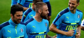 Buffon-De Rossi-Bonucci allenamento Nazionale